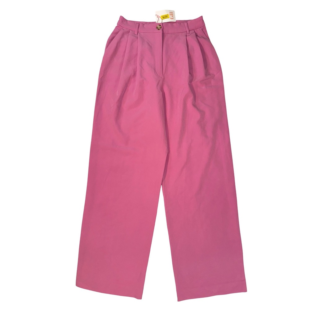 GB Pink High Waisted Pleated Wide Leg Trousers Pants Women's‎  Size Medium NEW
